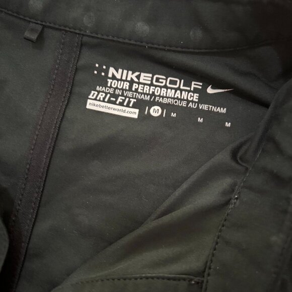 Nike Golf Shirt Womens M Black Polo Quick Dry Polka Dot Tour Performance EUC - Picture 2 of 3